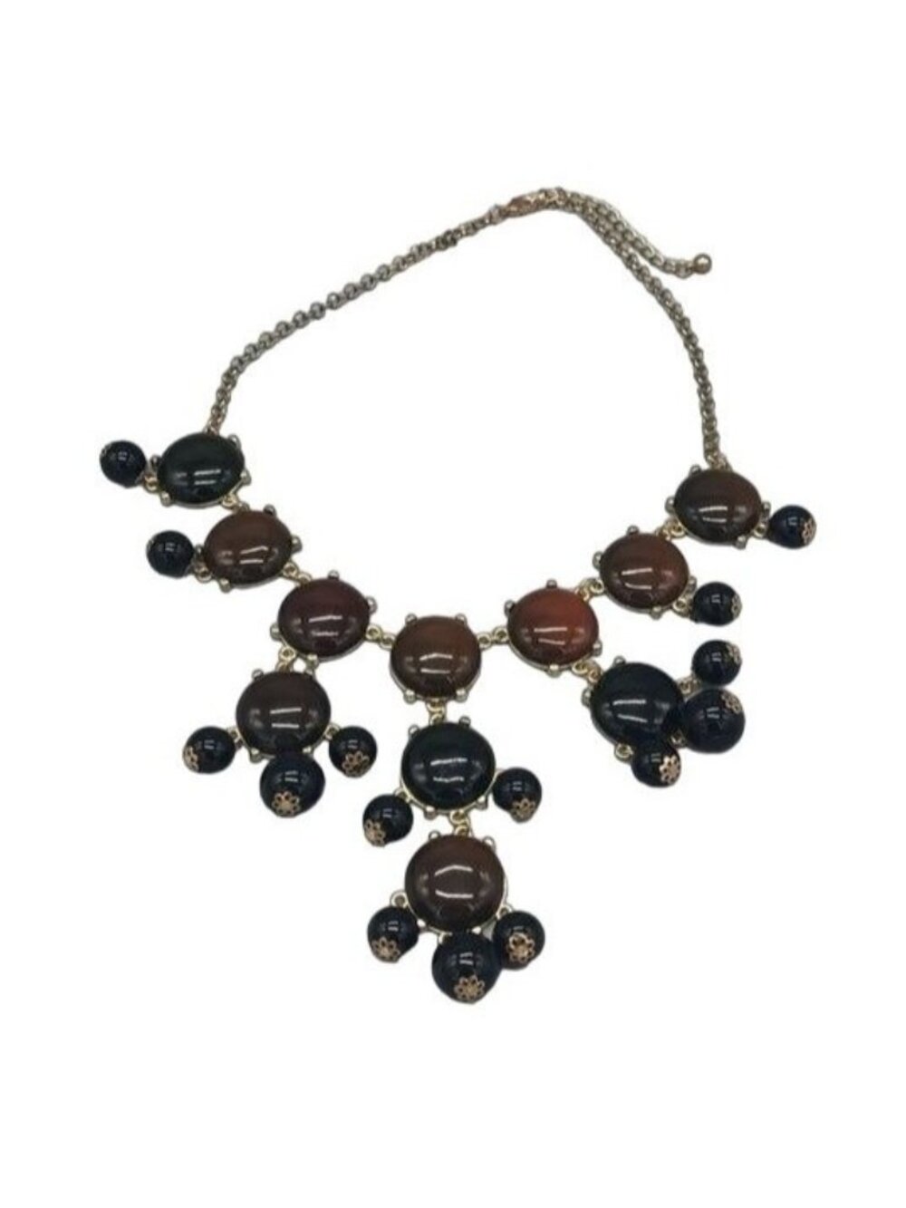costume beaded brown gold black necklace jewelry large chunky bubble READ